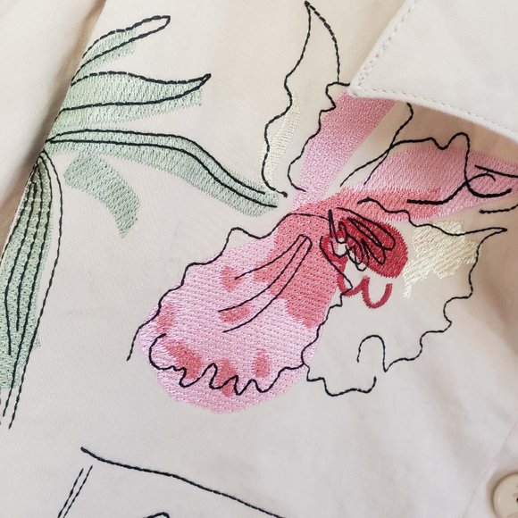 Hearts Of Palm Women's Tan Embroidered Button Down Lightweight Jacket Coat - Picture 4 of 16